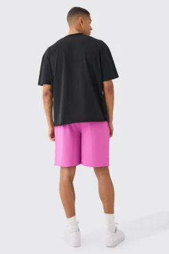 Oversized Extended Neck Raw Hem Skeleton T-shirt And Mesh Shorts Set | BoohooMAN UK