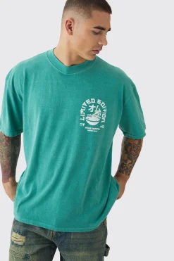 Oversized Extended Neck Ramen Print Wash T-shirt | BoohooMAN UK