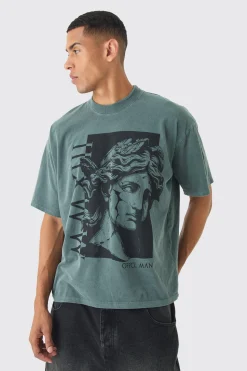 Oversized Extended Neck Renaissance T-shirt | BoohooMAN UK