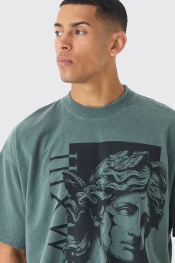 Oversized Extended Neck Renaissance T-shirt | BoohooMAN UK