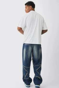Oversized Extended Neck Racing Print T-Shirt | BoohooMAN UK