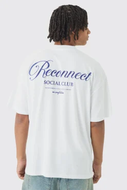 Oversized Extended Neck Reconnect Back Print T-Shirt | BoohooMAN UK