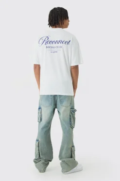 Oversized Extended Neck Reconnect Back Print T-Shirt | BoohooMAN UK