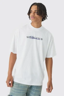 Oversized Extended Neck Reconnect Back Print T-Shirt | BoohooMAN UK