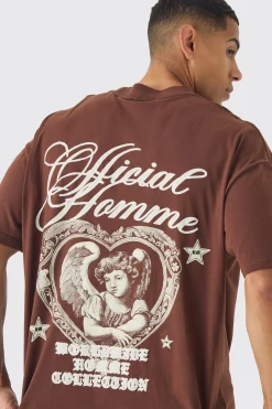 Oversized Extended Neck Renaissance Back Print T-Shirt | BoohooMAN UK