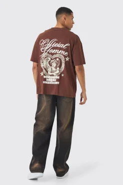 Oversized Extended Neck Renaissance Back Print T-Shirt | BoohooMAN UK
