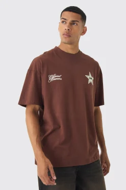Oversized Extended Neck Renaissance Back Print T-Shirt | BoohooMAN UK
