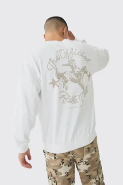 Oversized Extended Neck Rodeo Print Sweatshirt | BoohooMAN UK