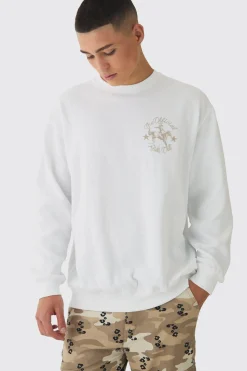 Oversized Extended Neck Rodeo Print Sweatshirt | BoohooMAN UK