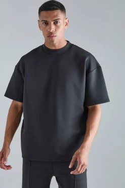 Oversized Extended Neck Scuba T-shirt | BoohooMAN UK