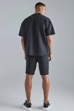 Oversized Extended Neck Scuba T-shirt | BoohooMAN UK