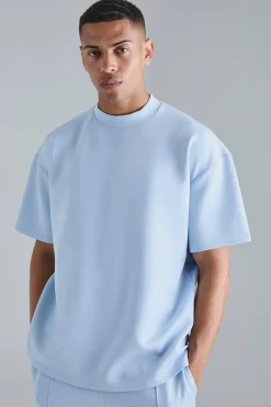 Oversized Extended Neck Scuba T-shirt | BoohooMAN UK