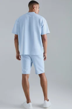 Oversized Extended Neck Scuba T-shirt | BoohooMAN UK