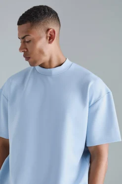 Oversized Extended Neck Scuba T-shirt | BoohooMAN UK