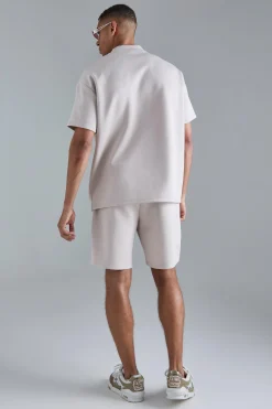 Oversized Extended Neck Scuba T-shirt & Relaxed Short Set | BoohooMAN UK