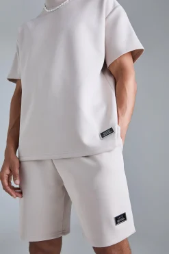 Oversized Extended Neck Scuba T-shirt & Relaxed Short Set | BoohooMAN UK