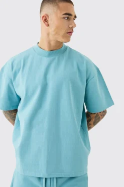 Oversized Extended Neck Super Heavyweight T-shirt | BoohooMAN UK