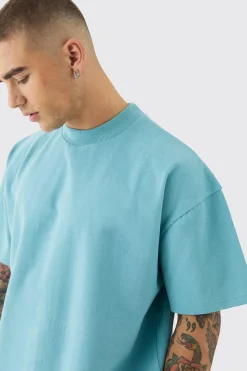 Oversized Extended Neck Super Heavyweight T-shirt | BoohooMAN UK