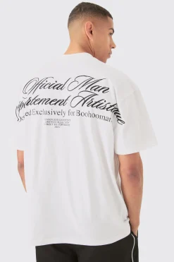 Oversized Extended Neck Slogan Embroidered Heavyweight T-shirt | BoohooMAN UK