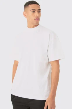 Oversized Extended Neck Slogan Embroidered Heavyweight T-shirt | BoohooMAN UK