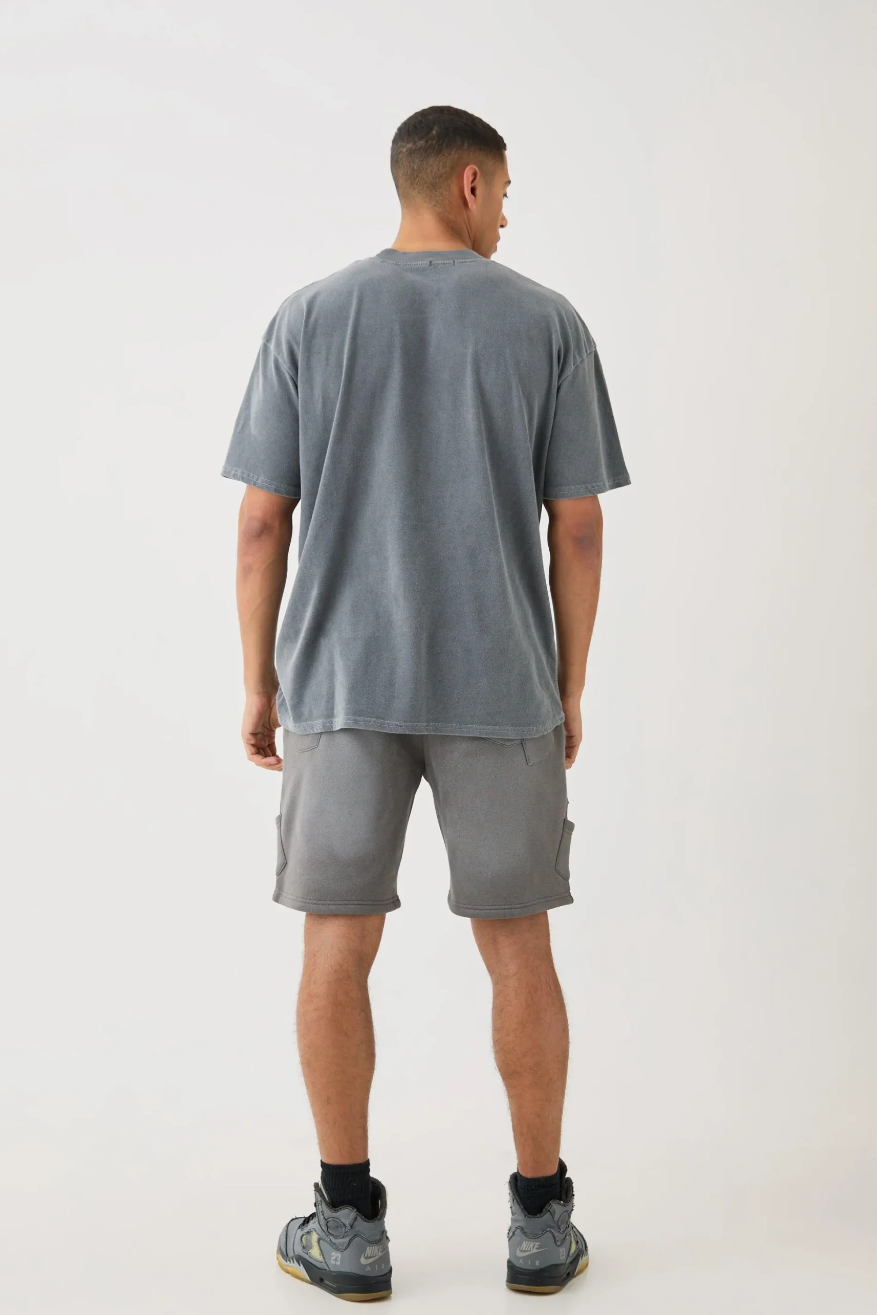Oversized Extended Neck Space Puff Print T-shirt | BoohooMAN UK