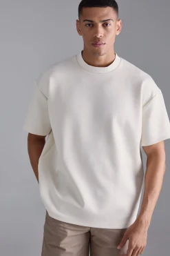 Oversized Extended Neck Scuba T-shirt | BoohooMAN UK