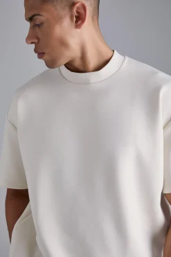 Oversized Extended Neck Scuba T-shirt | BoohooMAN UK