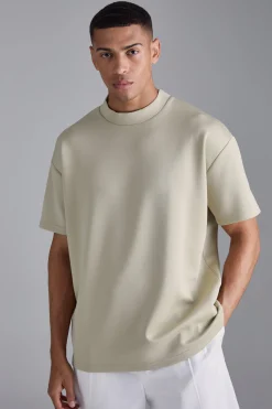 Oversized Extended Neck Scuba T-shirt | BoohooMAN UK