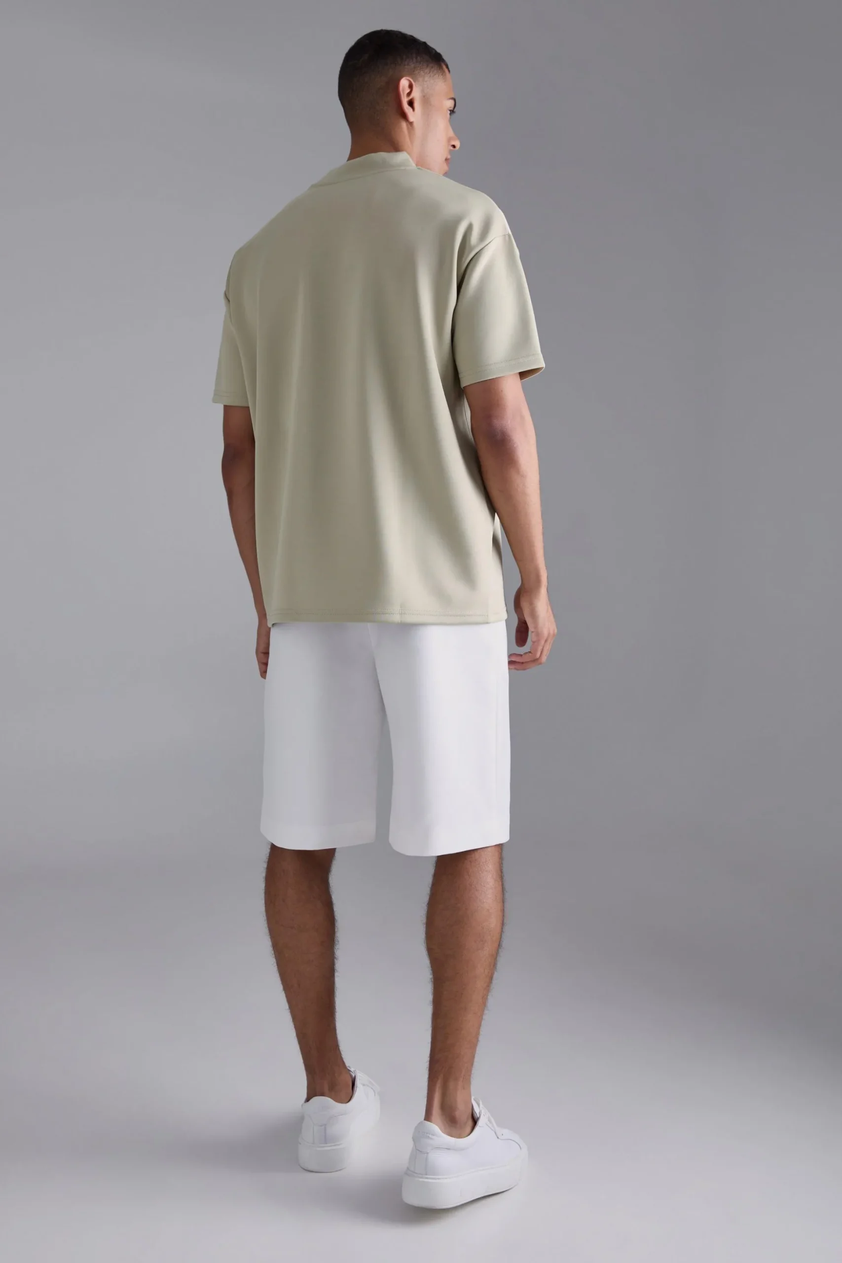 Oversized Extended Neck Scuba T-shirt | BoohooMAN UK