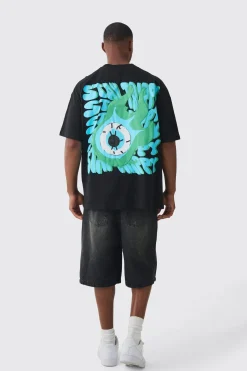 Oversized Extended Neck Stay Trippy Graphic T-shirt | BoohooMAN UK