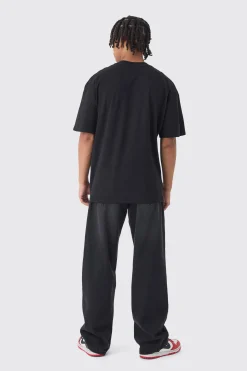 Oversized Extended Neck Split Print T-Shirt | BoohooMAN UK