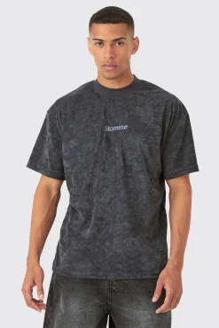 Oversized Extended Neck Towelling Homme T-shirt | BoohooMAN UK
