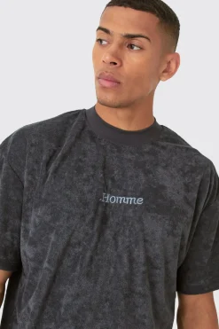 Oversized Extended Neck Towelling Homme T-shirt | BoohooMAN UK