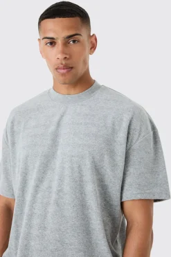 Oversized Extended Neck Towelling T-shirt & Short Set | BoohooMAN UK