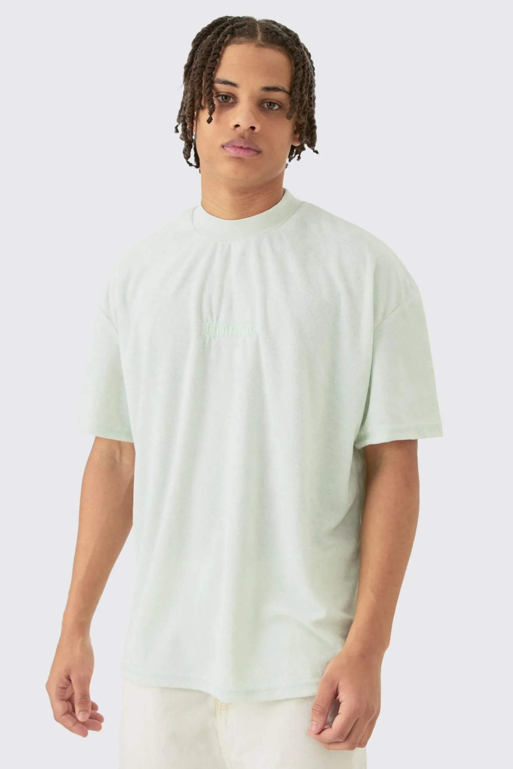 Oversized Extended Neck Towelling Homme T-shirt | BoohooMAN UK