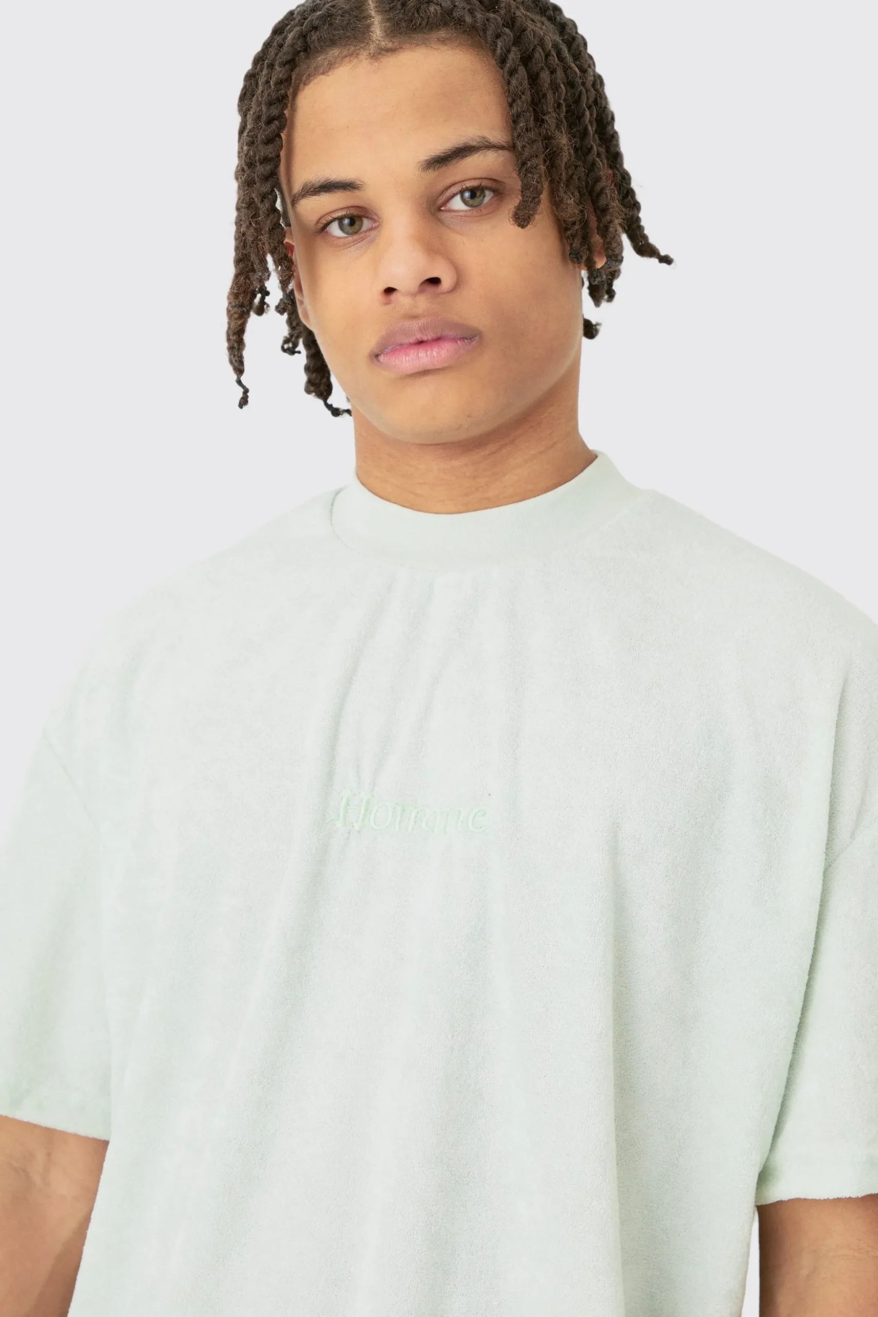 Oversized Extended Neck Towelling Homme T-shirt | BoohooMAN UK