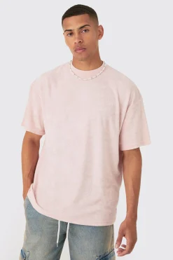 Oversized Extended Neck Towelling T-shirt | BoohooMAN UK