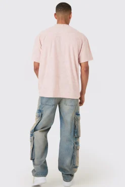 Oversized Extended Neck Towelling T-shirt | BoohooMAN UK