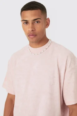 Oversized Extended Neck Towelling T-shirt | BoohooMAN UK