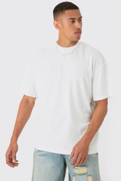 Oversized Extended Neck Towelling T-shirt | BoohooMAN UK