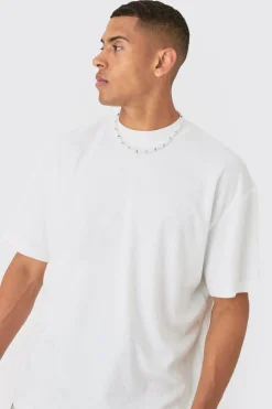 Oversized Extended Neck Towelling T-shirt | BoohooMAN UK