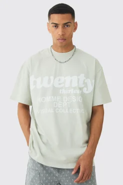 Oversized Extended Neck Twenty Graphic T-shirt | BoohooMAN UK