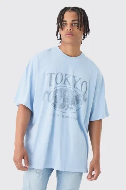 Oversized Extended Neck Tokyo T-shirt | BoohooMAN UK