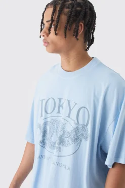 Oversized Extended Neck Tokyo T-shirt | BoohooMAN UK