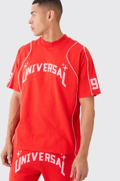 Oversized Extended Neck Universal Graphic T-shirt And Jogger | BoohooMAN UK