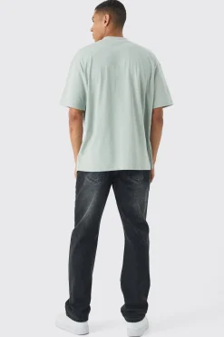 Oversized Extended Neck Varsity Embossed T-Shirt | BoohooMAN UK