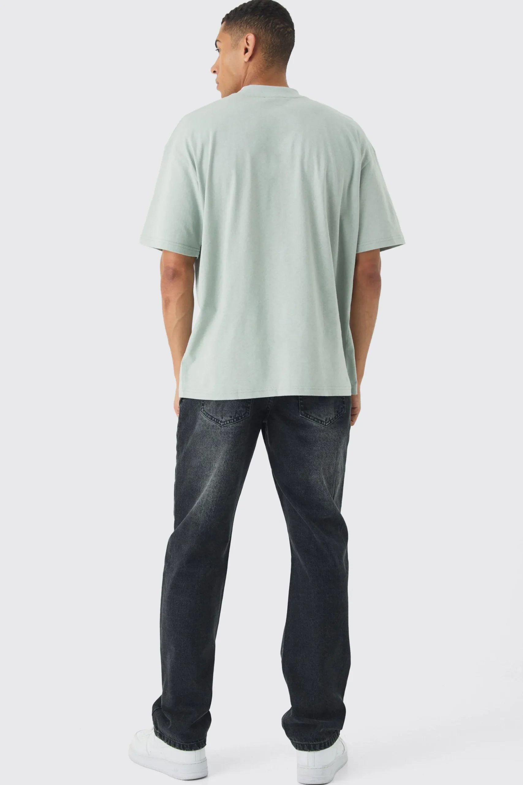 Oversized Extended Neck Varsity Embossed T-Shirt | BoohooMAN UK