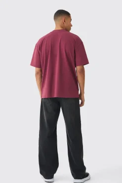 Oversized Extended Neck Varsity Embossed T-Shirt | BoohooMAN UK