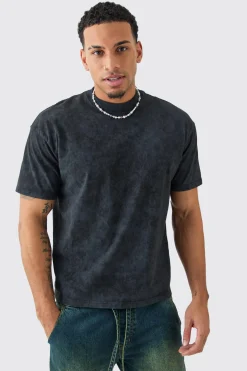 Oversized Extended Neck Worldwide Wash T-Shirt | BoohooMAN UK
