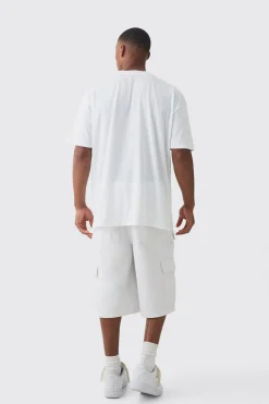 Oversized Extended Neck Worldwide Distressed T-shirt | BoohooMAN UK
